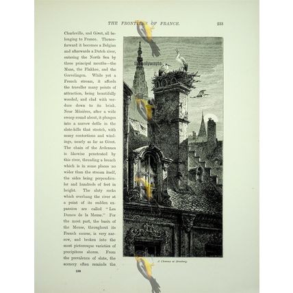 Strasburg, Chimney & Stork's Nest, Now France, Book Illustration (Print), c1875