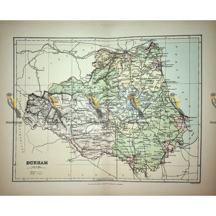 Durham, England, Map, Book Illustration, 1895