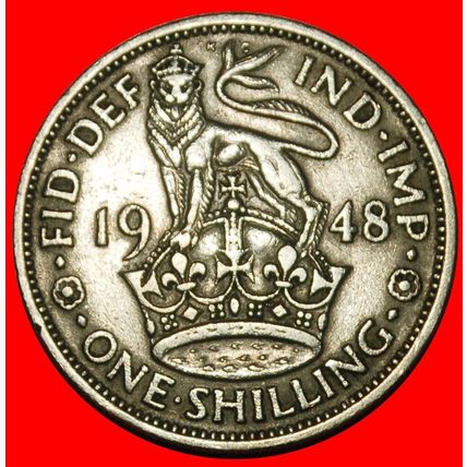 Ⰶ ENGLISH CREST (1947-1948): GREAT BRITAIN★ 1 SHILLING 1948★LOW START★NO RESERVE