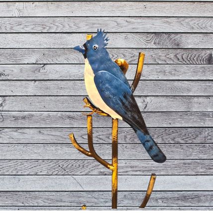 Blue Jay Bird Metal Wall Hanger - Plant - Accessories - Crafts