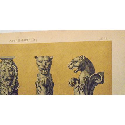 Arte Griego: Pies de mesas de marmol... lithograph ca 1890 by J Aleu, Barcelona