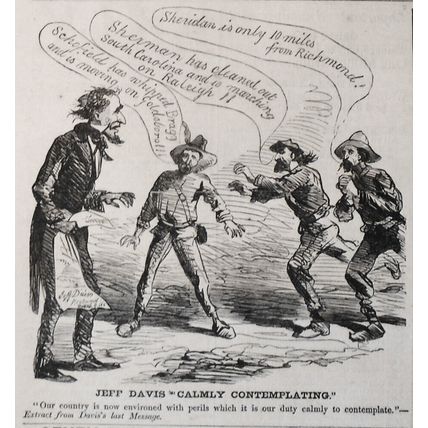 Confederate President Jefferson Davis calmly contemplating surrender - HW 1865