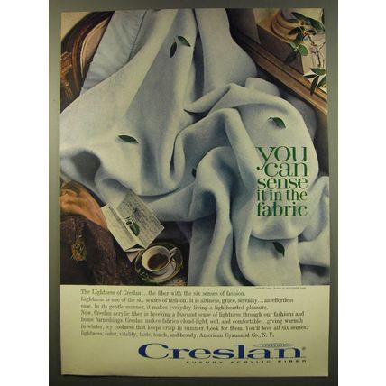 1961 American Cyanamid Creslan Fabric Advertisement - The lightness of Creslan