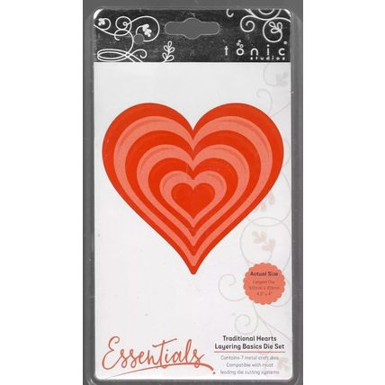 Tonic Studios. Traditional Hearts Layering Basic Die Set. Die Cutting Cardmaking