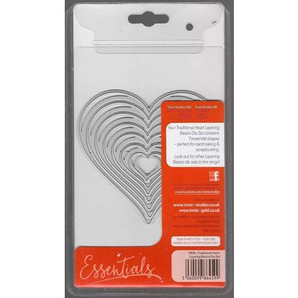 Tonic Studios. Traditional Hearts Layering Basic Die Set. Die Cutting Cardmaking