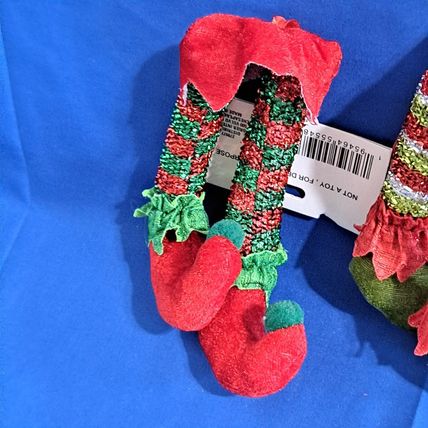 NEW Lot 4 Pair ELF LEGS 6" Christmas ORNAMENTS House Decor Feet Socks Shoes