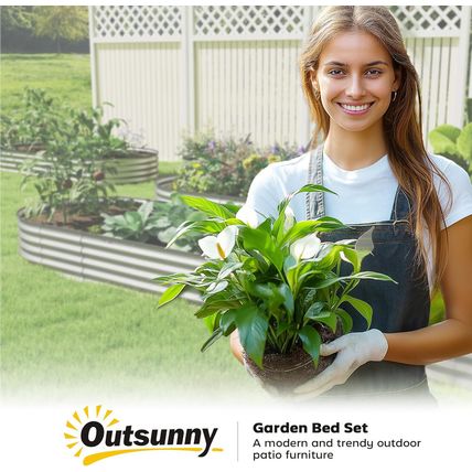 Outsunny 2PCS Galvanized Raised Garden Bed, 7' X 3' X 1' Raised Beds for Gardeni