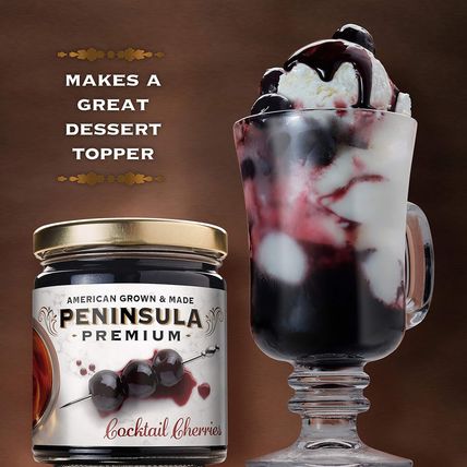 Peninsula Premium Cocktail Cherries | Award Winning | Deep Burgundy-Red | Silky