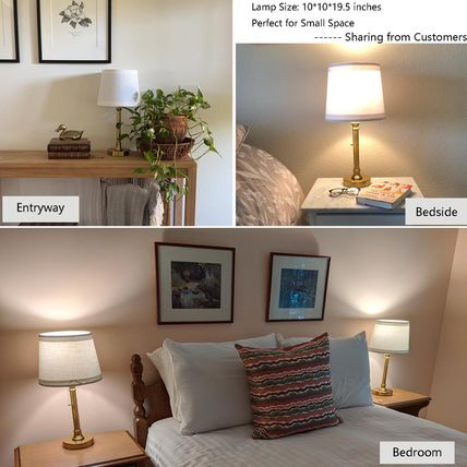 Oneach Modern Gold Brass Table Lamp Set of 2 for Bedroom Living Room 19.5'' Trad