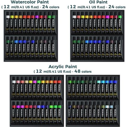 VISWIN All-In-One Art Painting Set with Aluminum & Beech Wood Easel, 96 Acrylic,