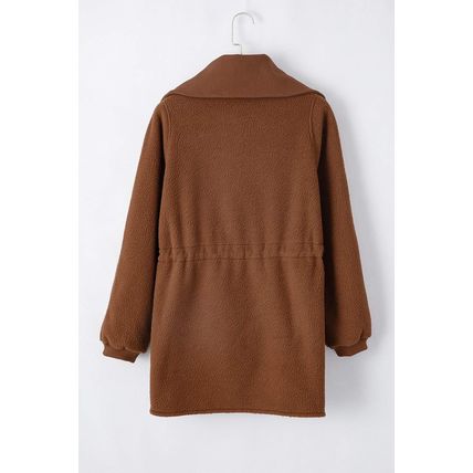 Brown Half Zip Fleece Pullover Sweatshirt