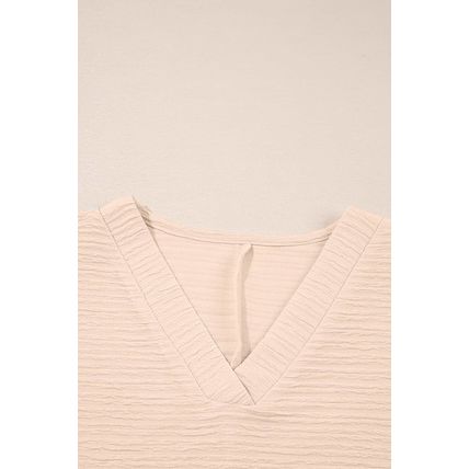 Apricot Textured V Neck T Shirt and Shorts Set
