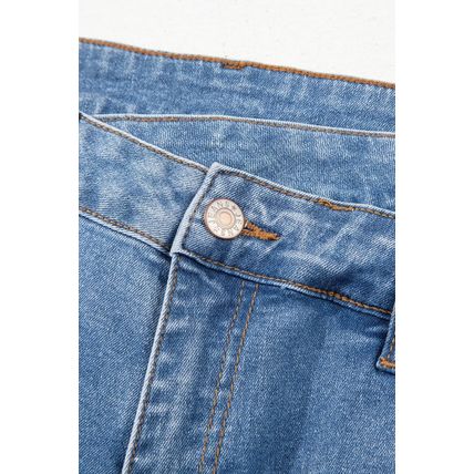 Blue Mid Rise Asymmetrical Waist Wide Leg Jeans