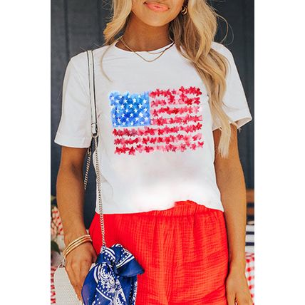 White Flag Graphic Crew Neck Tee