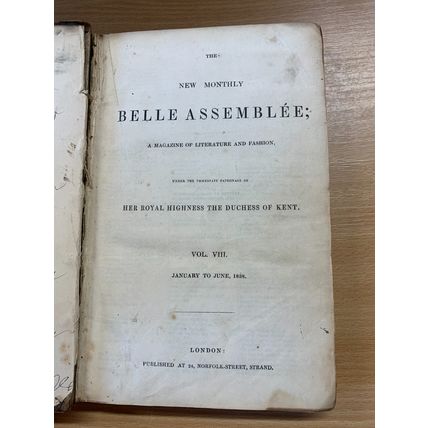 1838 THE NEW MONTHLY BELLE ASSEMBLEE VOL 8 FASHION LITERATURE ANTIQUE BOOK (P5)