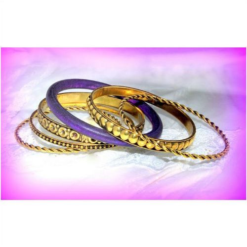 Set of 5 Retro Chic Bronze Charming Bracelets Bangles Jewellery 669