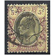 Transvaal 1902 SG254 5/- Black & Purple/Yellow Fine Used . . .