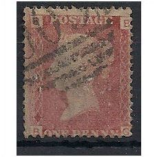 1858 SG43 1d Red Plate 96 Good/Fine Used Check Letters "BG".