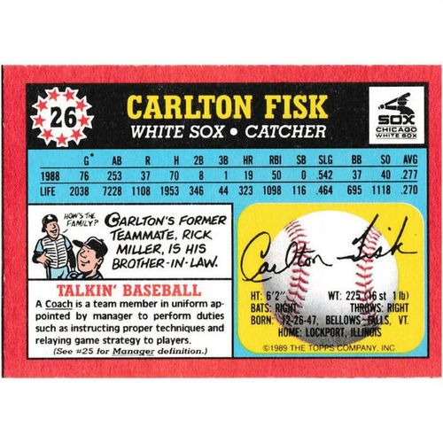 1989 Topps United Kingdom Minis - #26 - Carlton Fisk