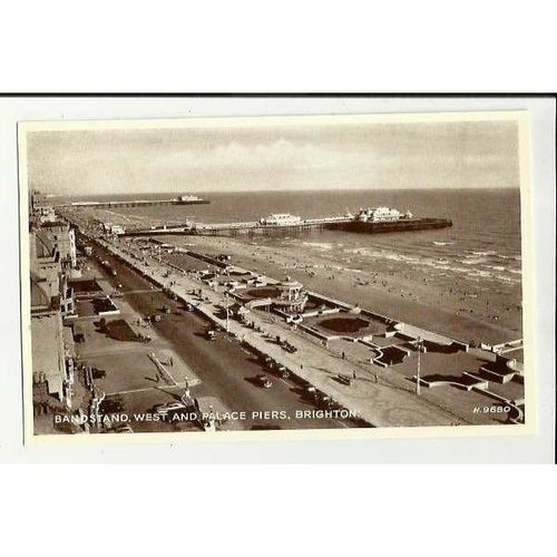 Sussex BRIGHTON Bandstand & Piers Postcard by Valentine (H.9680)