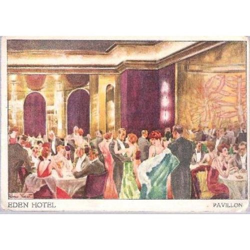 Berlin, Germany - Eden Hotel - pavillon - colourful postcard c.1950s