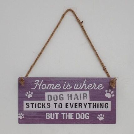 Hanging Metal Sign Pet Fun 'Dog Hair Sticks to Everything' Rope Handle Home