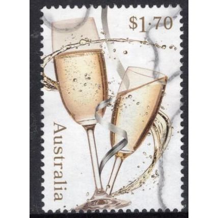 2025 CHERISHED CELEBRATIONS, CHAMPAGNE FLUTES, USED SHEET PERF STAMP 428/9