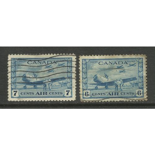 Canada 1942-43 6ct & 7ct Blue Air training camp SG 399 - 400 ( K249 )