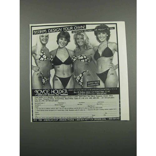 1983 Joyce Holder Just Bikinis Swimsuit Ad