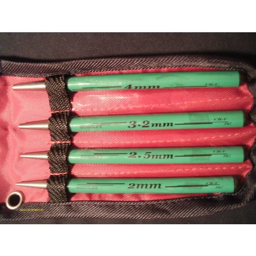 4 Piece Concave Punch Set Metric Includes Vinyl/Nylon Hang up Storage Pouch New
