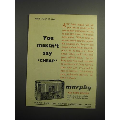 1948 Murphy B119 Radio Ad - You mustn't say cheap