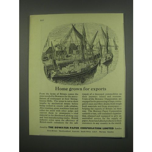 1949 Bowater Paper Ad - Home grown for exports