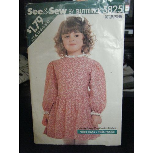 Butterick See & Sew 5825 Girl's Dress Pattern - Size 2/3/4/5/6