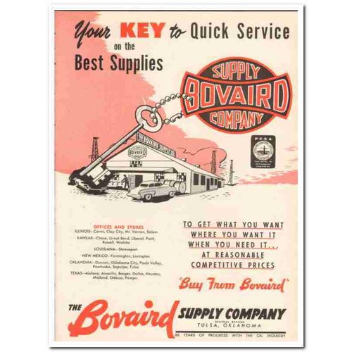 BOVAIRD SUPPLY COMPANY 1959 Key quick service best supplies vintage ad