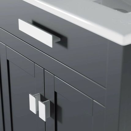 Modern Contemporary Gray 24" Bathroom Vanity - White or Black Ceramic Sink Basin