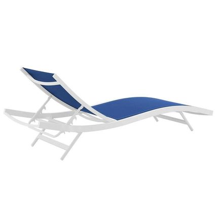 Modern Patio Chaise Lounge Chair Breathable Mesh Powder-Coated Aluminum Frame