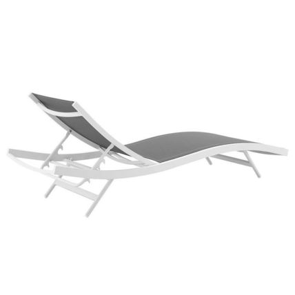 Modern Patio Chaise Lounge Chair Breathable Mesh Powder-Coated Aluminum Frame