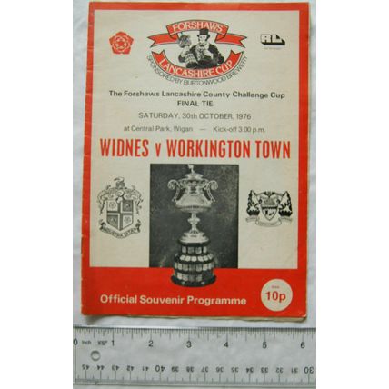 1976 programme Widnes v. Workington Town, Lancashire Cup Final Tie