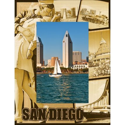 San Diego California Laser Engraved Wood Picture Frame Portrait (4 x 6)