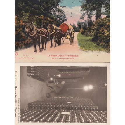 Barrel Of Cider French Horse Transport Wagon 2x Old Postcard