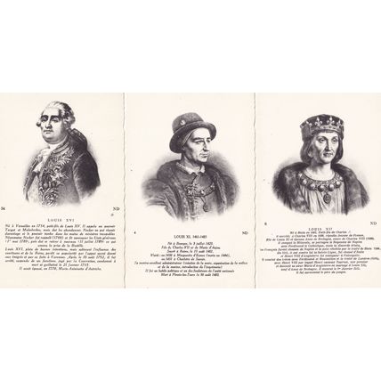 King Louis XVI XL XII of France Vintage 3x Postcard