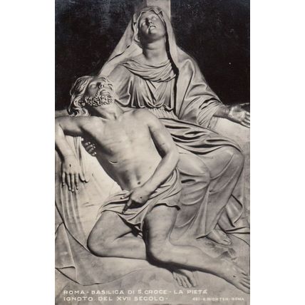 Chiesa Basilica Di Santa Pieta Croce Statue Rome Roma Italian Religious Postcard