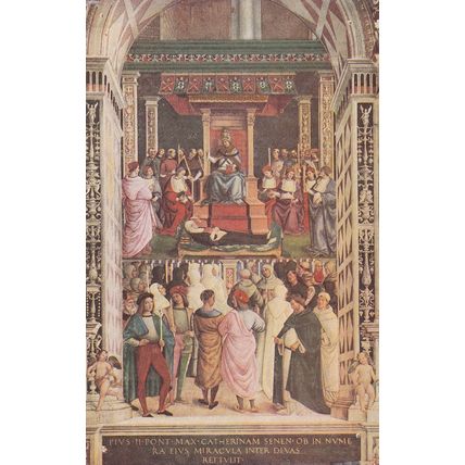 Saint Catherine Of Sienna Library Of The Dome Antique Postcard