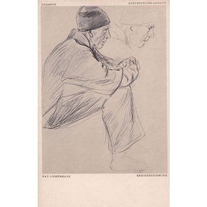 Max Liebermann Kreidezeichnung Konnigliches Kupferstichkabinett Postcard
