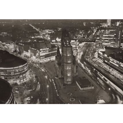 Berlin Traffic Aerial Memorial Church Night Illuminations German Postcard