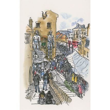 Giant Fetish Statue London Camden Market Painting Postcard
