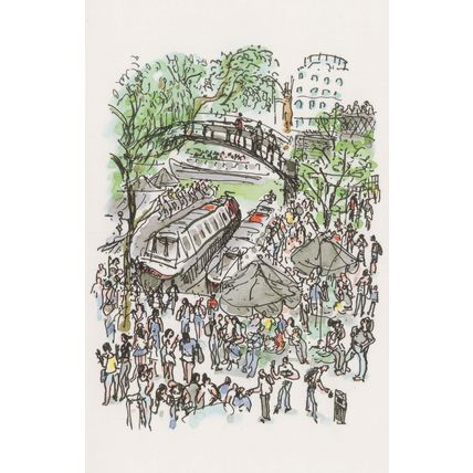 Camden London Cafe Restaurant Lock Barge Place Painting Postcard