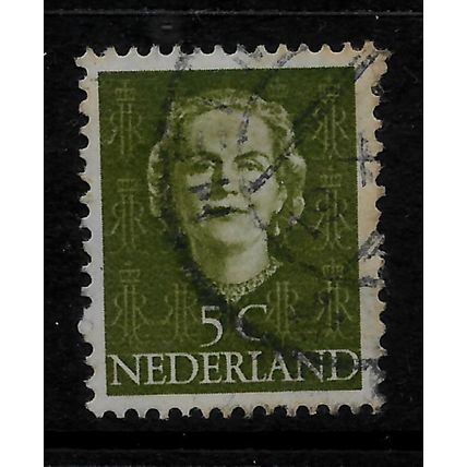 NETHERLANDS 1949 5c GREEN QUEEN JULIANA SG 684 FINE USED#
