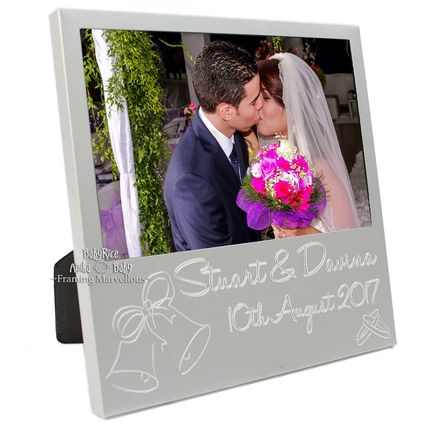 New Personalised Silver Wedding Photo Frame Gift Custom Newlywed Home Decoration