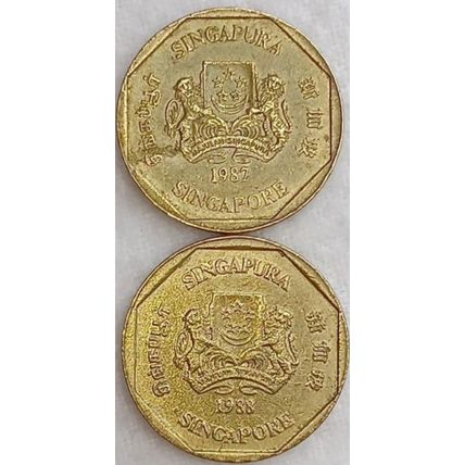 SINGAPORE Periwinkle $1 Coin 1987, 1988, 1989 & 1990